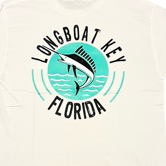 Gildan White Graphic Beach T-Shirt 100% Cotton Size: Medium - Picture 6 of 7